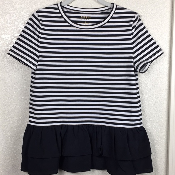 kate spade Tops - ♠️Kate Spade Broome Street Striped Ruffle Top